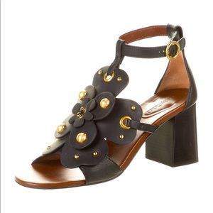 SEE BY CHLOE LEATHER STUDDED ACCENTS SANDALS 👡